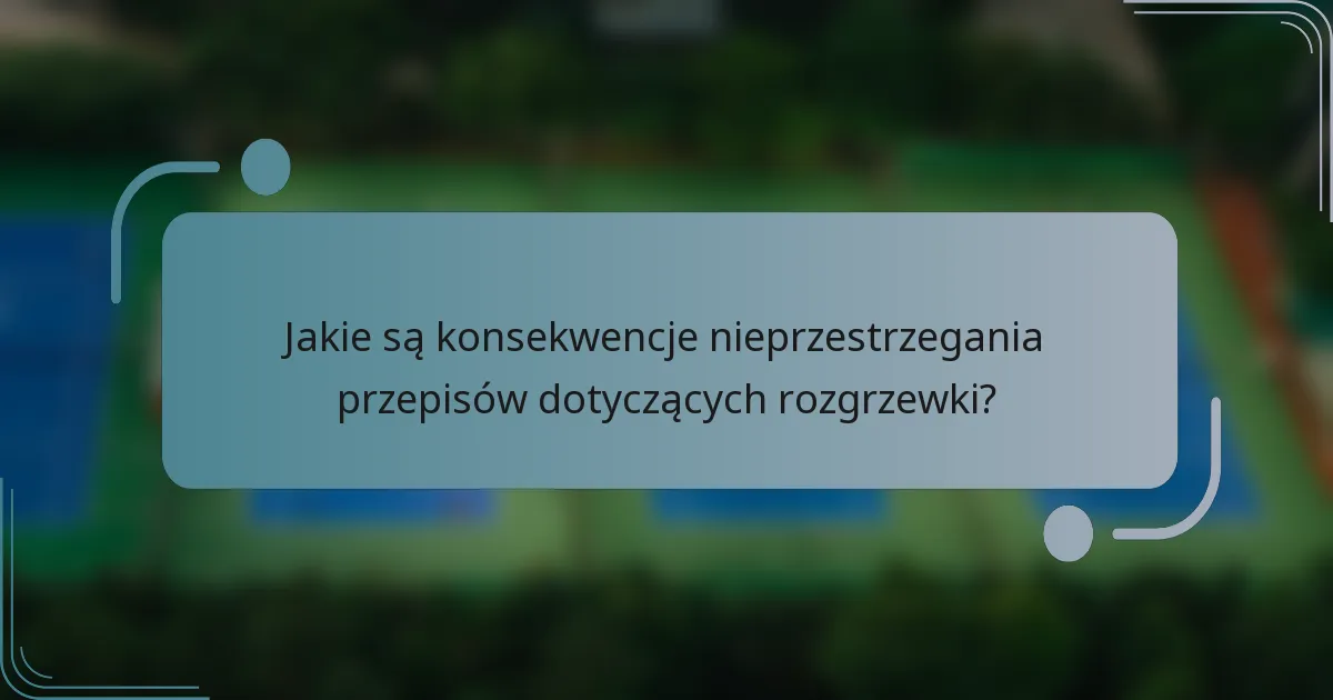 Jakie są konsekwencje nieprzestrzegania przepisów dotyczących rozgrzewki?
