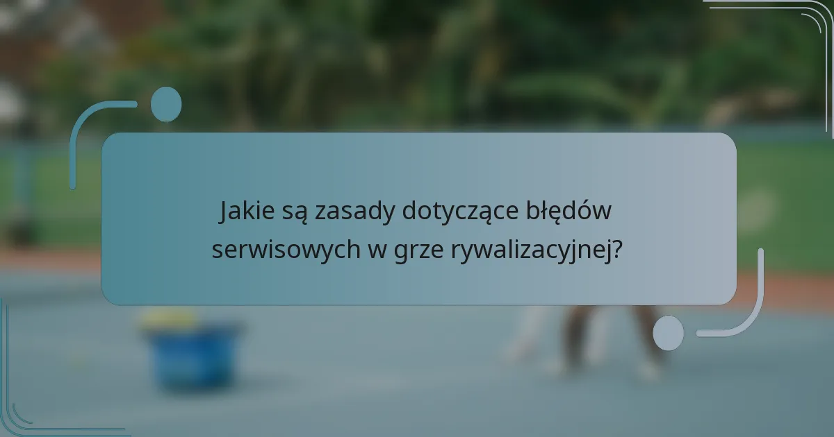 Jakie są zasady dotyczące błędów serwisowych w grze rywalizacyjnej?
